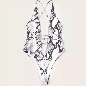 Snake print one piece bikini